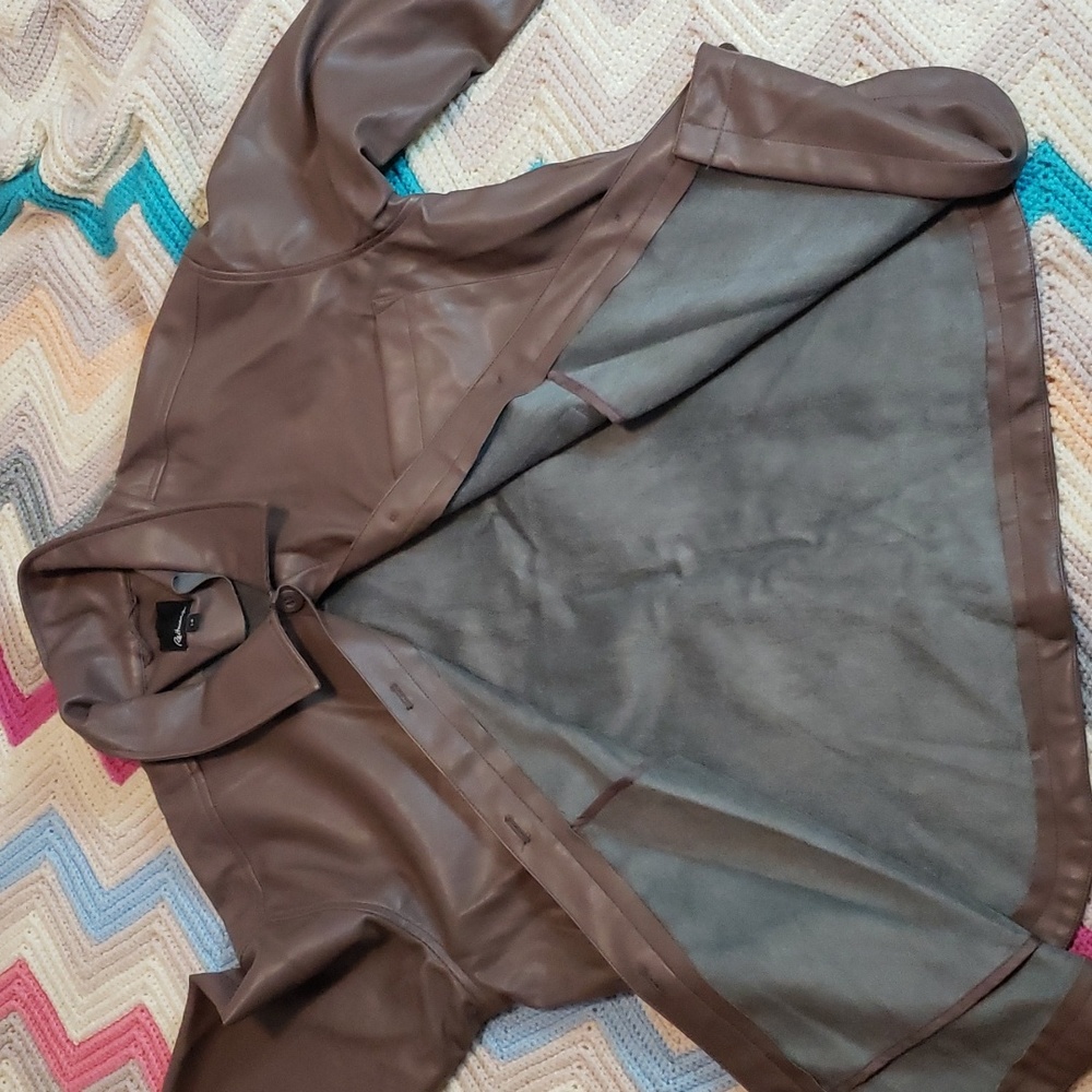 Reitman's Faux Leather Shacket brown iron size large jacket - Picture 5 of 10